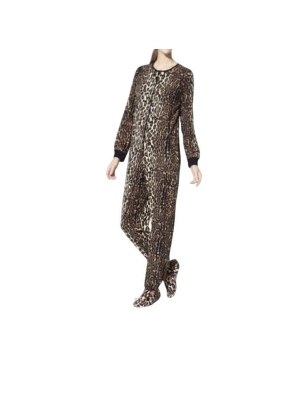 Nick & Nora Leopard Print Footed Pajama Onesie Small